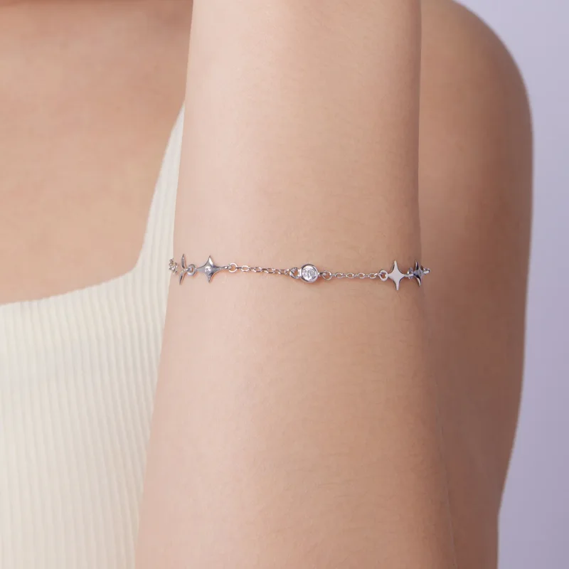 (zdjęcie do) Pandora Style Starry 925 Srebrna Bransoletka z Cyrkoniami - Platynowa Powłoka - - Wyświetl 4