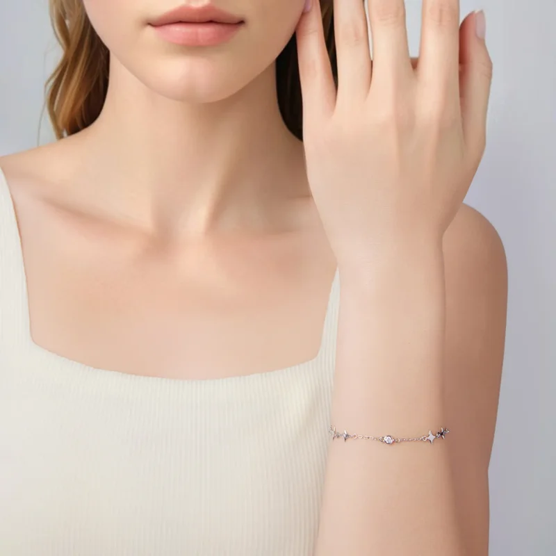 (zdjęcie do) Pandora Style Starry 925 Srebrna Bransoletka z Cyrkoniami - Platynowa Powłoka - - Wyświetl 6