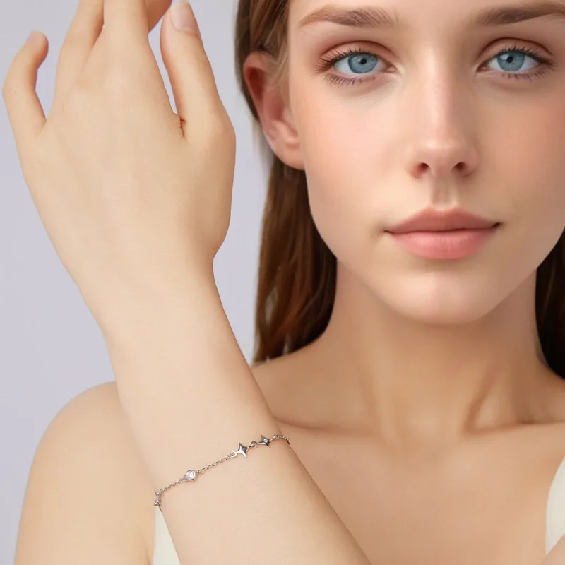 (zdjęcie do) Pandora Style Starry 925 Srebrna Bransoletka z Cyrkoniami - Platynowa Powłoka - - Wyświetl 7