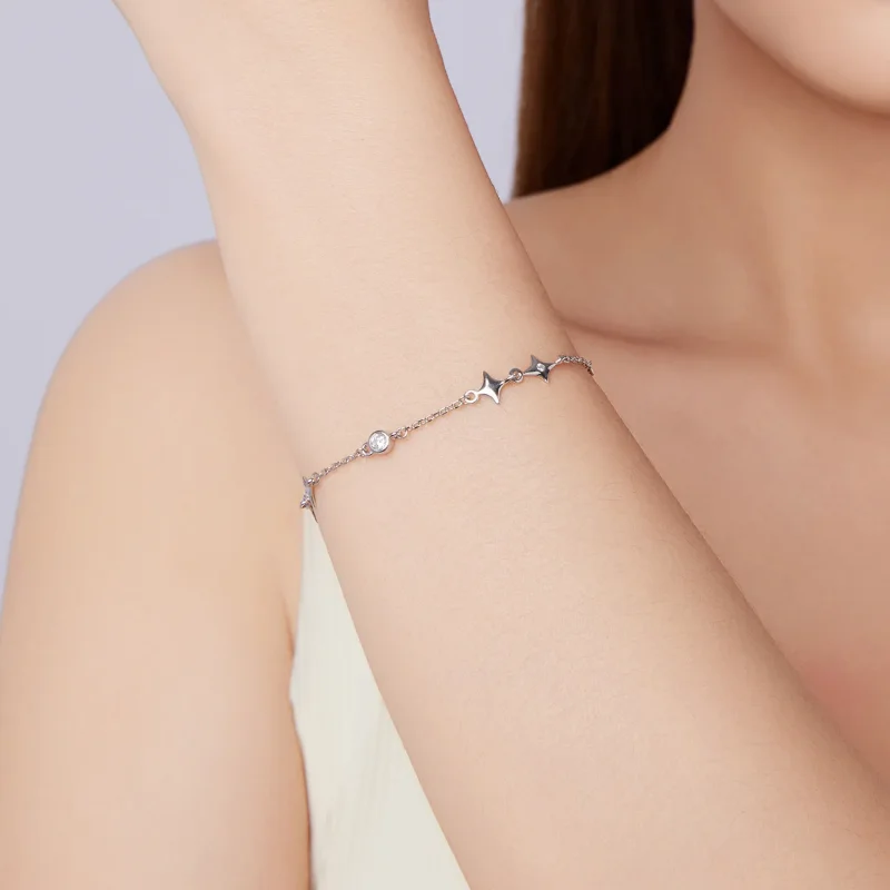 (zdjęcie do) Pandora Style Starry 925 Srebrna Bransoletka z Cyrkoniami - Platynowa Powłoka - - Wyświetl 8
