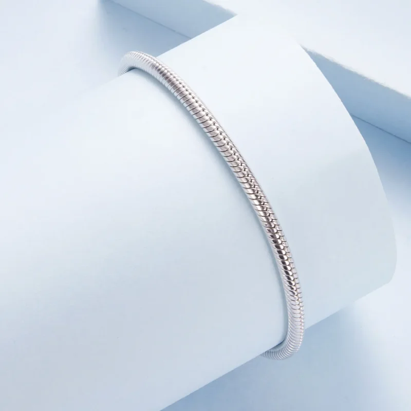 (zdjęcie do) Pandora Style Heart Base 925 Srebrna Bransoletka - Platerowana Platyną - BSB213 - Wyświetl 2