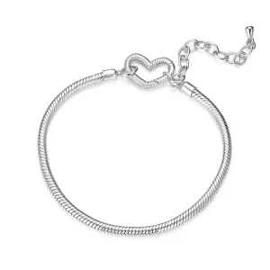 (zdjęcie do) Pandora Style Heart Base 925 Srebrna Bransoletka - Platerowana Platyną - BSB213