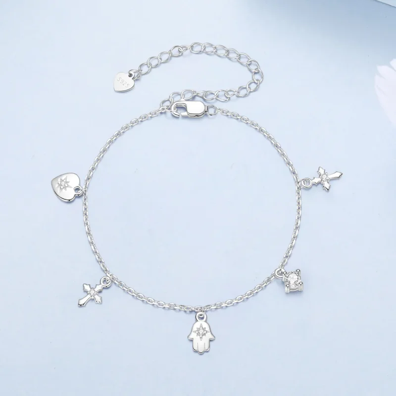 (zdjęcie do) Pandora Style Amulet 925 Srebrna Bransoleta z Cyrkoniami - Platynowe Powłoka - B - Wyświetl 3