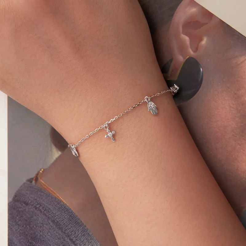 (zdjęcie do) Pandora Style Amulet 925 Srebrna Bransoleta z Cyrkoniami - Platynowe Powłoka - B - Wyświetl 4