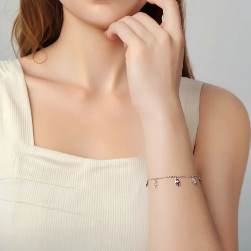 (zdjęcie do) Pandora Style Amulet 925 Srebrna Bransoleta z Cyrkoniami - Platynowe Powłoka - B - Wyświetl 6