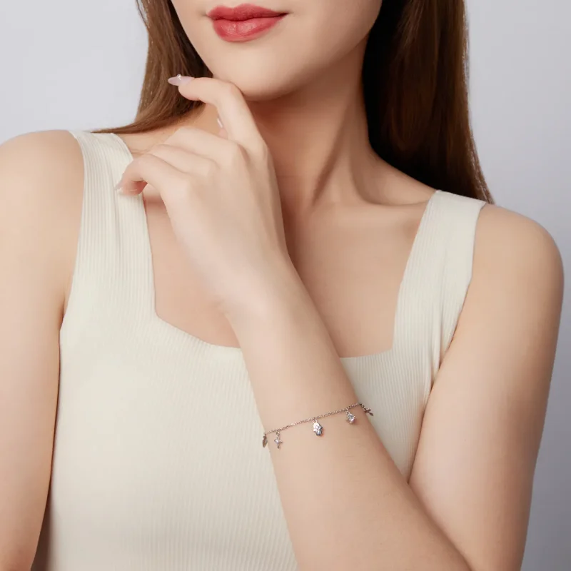 (zdjęcie do) Pandora Style Amulet 925 Srebrna Bransoleta z Cyrkoniami - Platynowe Powłoka - B - Wyświetl 7