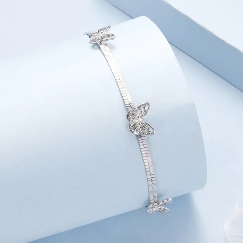 (zdjęcie do) Pandora Style Butterfly 925 Srebrna Bransoletka z Platerowaną Platyną Grace - BS - Wyświetl 2