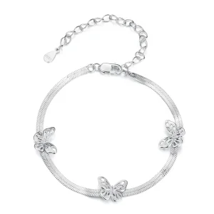 Pandora Style Butterfly 925 Srebrna Bransoletka z Platerowaną Platyną Grace - BSB217 (zdjęcie do) Pandora Style Butterfly 925 Srebrna Bransoletka z Platerowaną Platyną Grace - BSB217