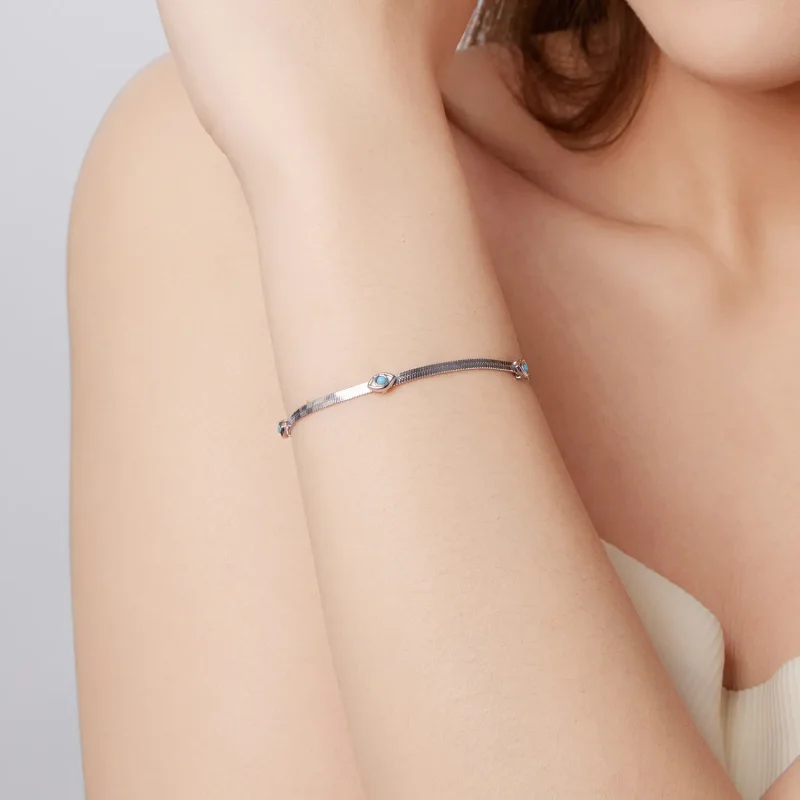 (zdjęcie do) Pandora Style Oko Przeciw Złemu Bransoletka z 925 Srebra Próby z Syntetycznym Tu - Wyświetl 7
