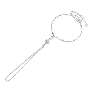 (zdjęcie do) Pandora Style 925 Srebrna Bransoletka z Pierścionkiem w Kształcie Gwiazdy z Cyrkoniami - Elegancka Biżuteria na Rękę dla Kobiet - BSB219