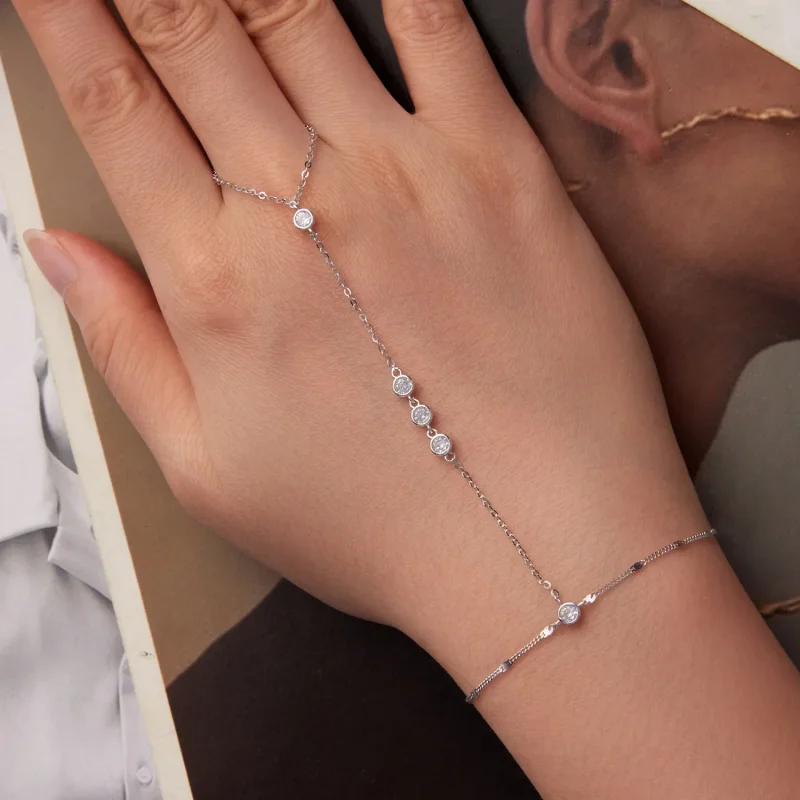 (zdjęcie do) Pandora Style Tassel 925 Srebrna Bransoletka z Cyrkoniami - Platerowana Platyną - Wyświetl 4