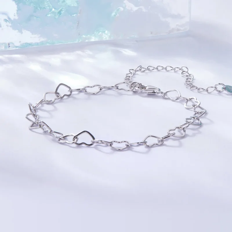 (zdjęcie do) Pandora Style 925 Srebro Próby 925 Platerowane Platyną Bransoletka z Serduszkami - Wyświetl 2