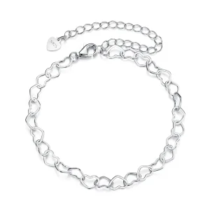 Pandora Style 925 Srebro Próby 925 Platerowane Platyną Bransoletka z Serduszkami - BSB222 (zdjęcie do) Pandora Style 925 Srebro Próby 925 Platerowane Platyną Bransoletka z Serduszkami - BSB222