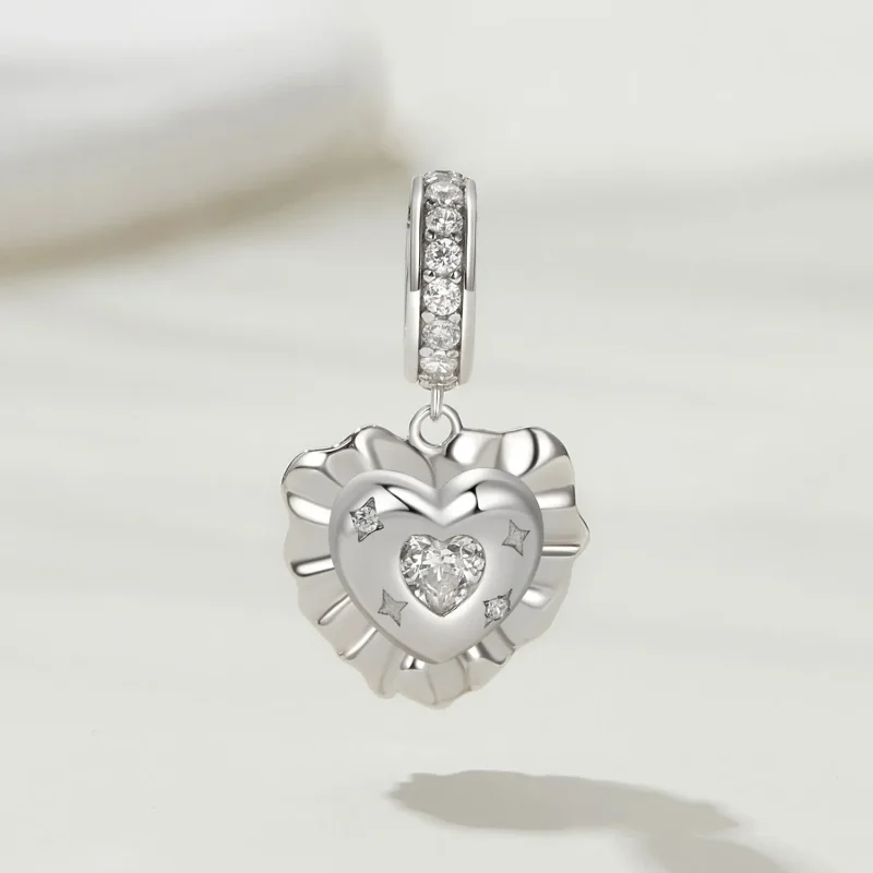 (zdjęcie do) Pandora Style Heart Pillow 925 Srebrna Zawieszka z Cyrkoniami - Platerowana Plat - Wyświetl 2