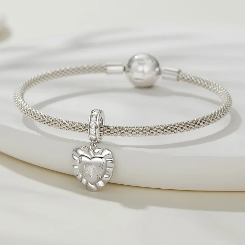 (zdjęcie do) Pandora Style Heart Pillow 925 Srebrna Zawieszka z Cyrkoniami - Platerowana Plat - Wyświetl 3