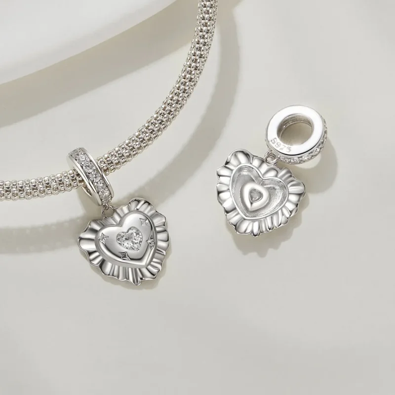 (zdjęcie do) Pandora Style Heart Pillow 925 Srebrna Zawieszka z Cyrkoniami - Platerowana Plat - Wyświetl 4