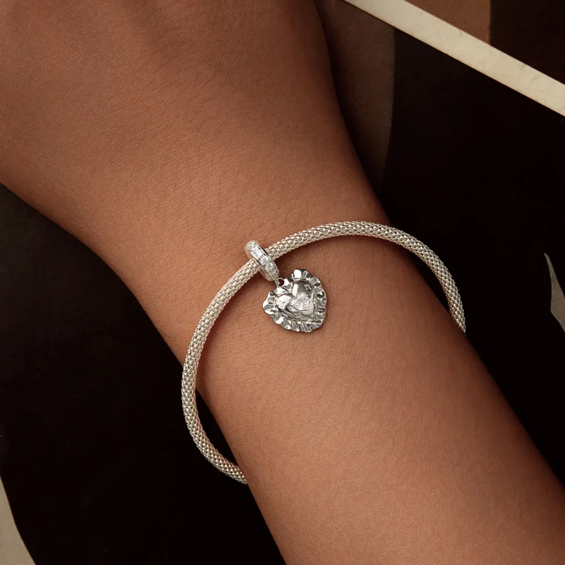 (zdjęcie do) Pandora Style Heart Pillow 925 Srebrna Zawieszka z Cyrkoniami - Platerowana Plat - Wyświetl 5