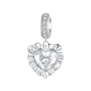 (zdjęcie do) Pandora Style Heart Pillow 925 Srebrna Zawieszka z Cyrkoniami - Platerowana Platyną Charm - BSC1045