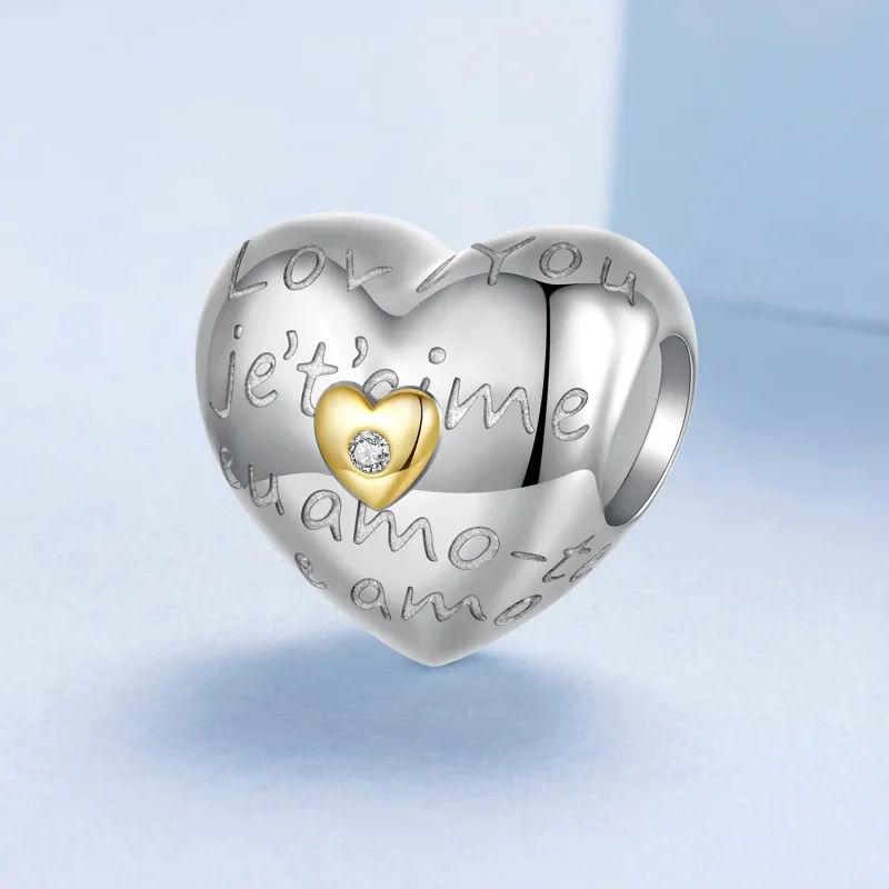 (zdjęcie do) Pandora Style "Kocham Cię" Koralik z 925 Srebra Próby z Cyrkoniami - Charm Plate - Wyświetl 2