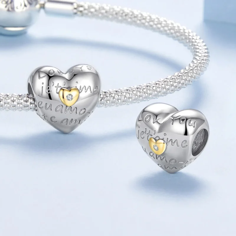 (zdjęcie do) Pandora Style "Kocham Cię" Koralik z 925 Srebra Próby z Cyrkoniami - Charm Plate - Wyświetl 4