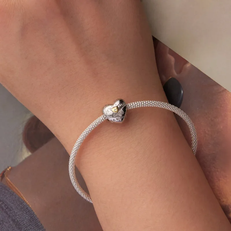 (zdjęcie do) Pandora Style "Kocham Cię" Koralik z 925 Srebra Próby z Cyrkoniami - Charm Plate - Wyświetl 6