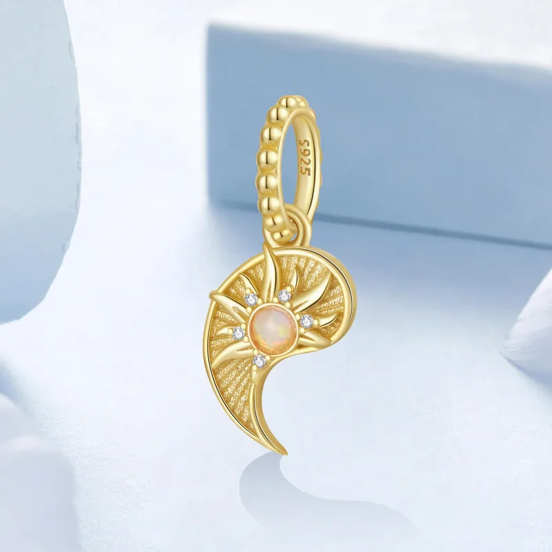 (zdjęcie do) Pandora Style Tai Chi Yin Yang Słońce Wisior z 925 Srebra Próby z Syntetycznym O - Wyświetl 2