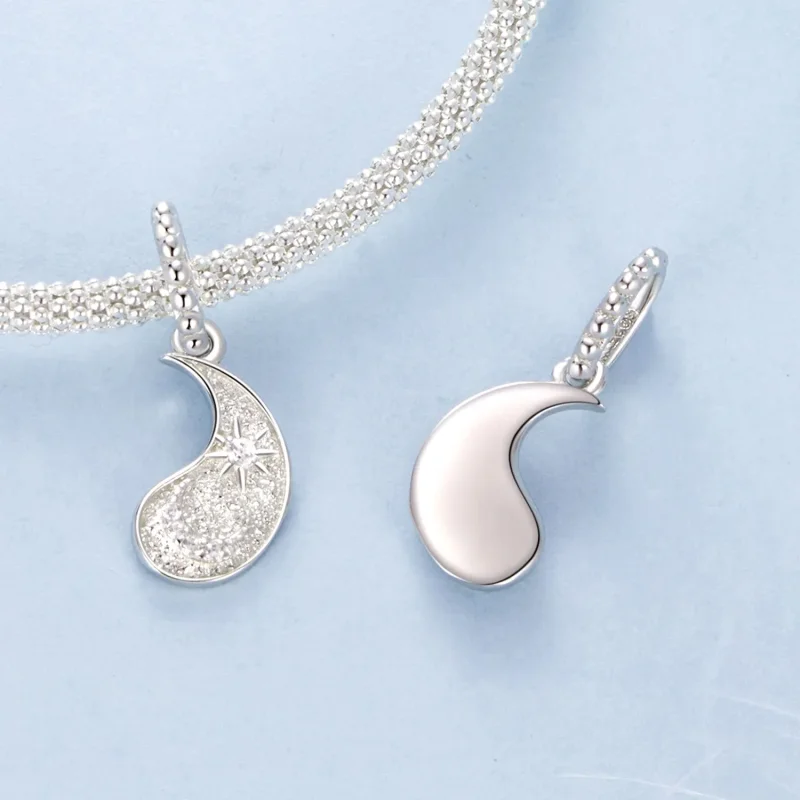 (zdjęcie do) Pandora Style Tai Chi Yin Yang Gwiazda Księżyc 925 Srebro Próby z Cyrkoniami - P - Wyświetl 4