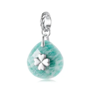 (zdjęcie do) Pandora Style 925 Srebro Próby Amazonit Czterolistna Koniczyna Wisiorek z Platynowym Powłoką - BSC1145