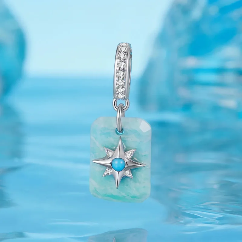 (zdjęcie do) Pandora Style 925 Srebro Próby Starlight Amazonit Wisiorek z Syntetycznym Turkus - Wyświetl 2