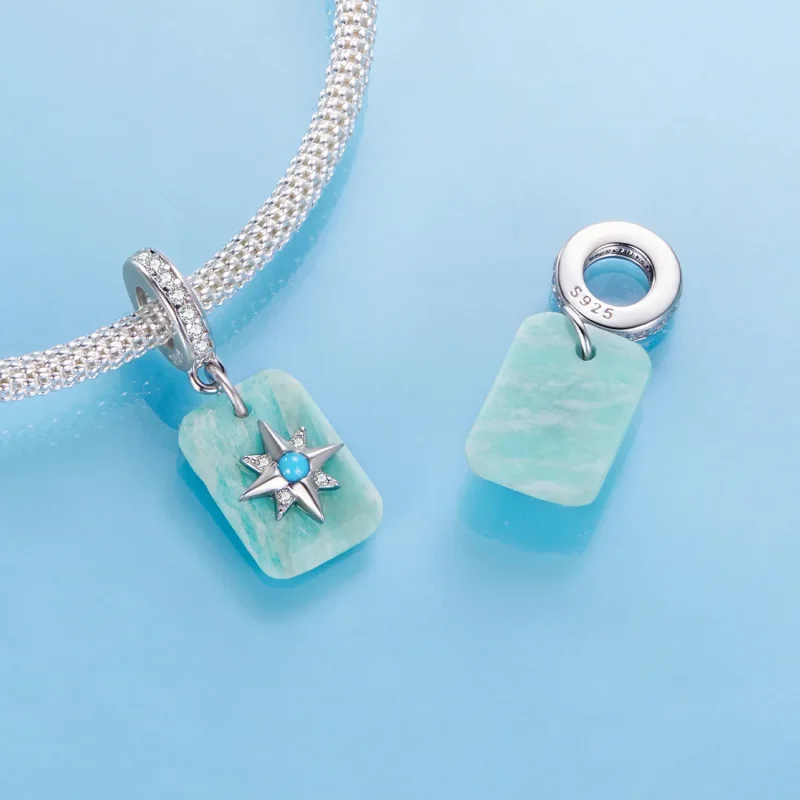 (zdjęcie do) Pandora Style 925 Srebro Próby Starlight Amazonit Wisiorek z Syntetycznym Turkus - Wyświetl 4