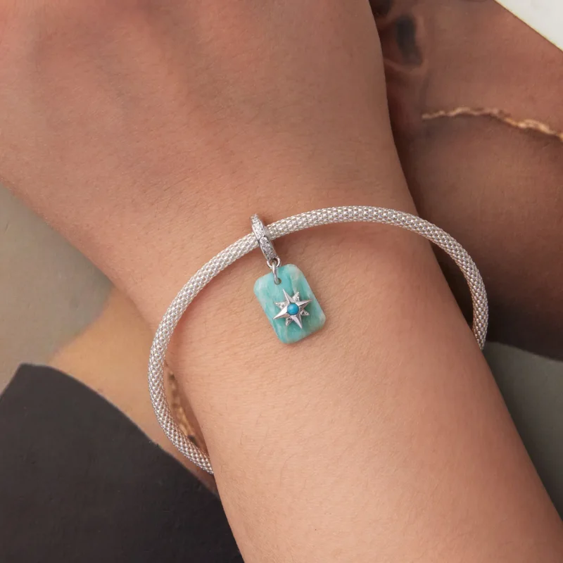 (zdjęcie do) Pandora Style 925 Srebro Próby Starlight Amazonit Wisiorek z Syntetycznym Turkus - Wyświetl 5