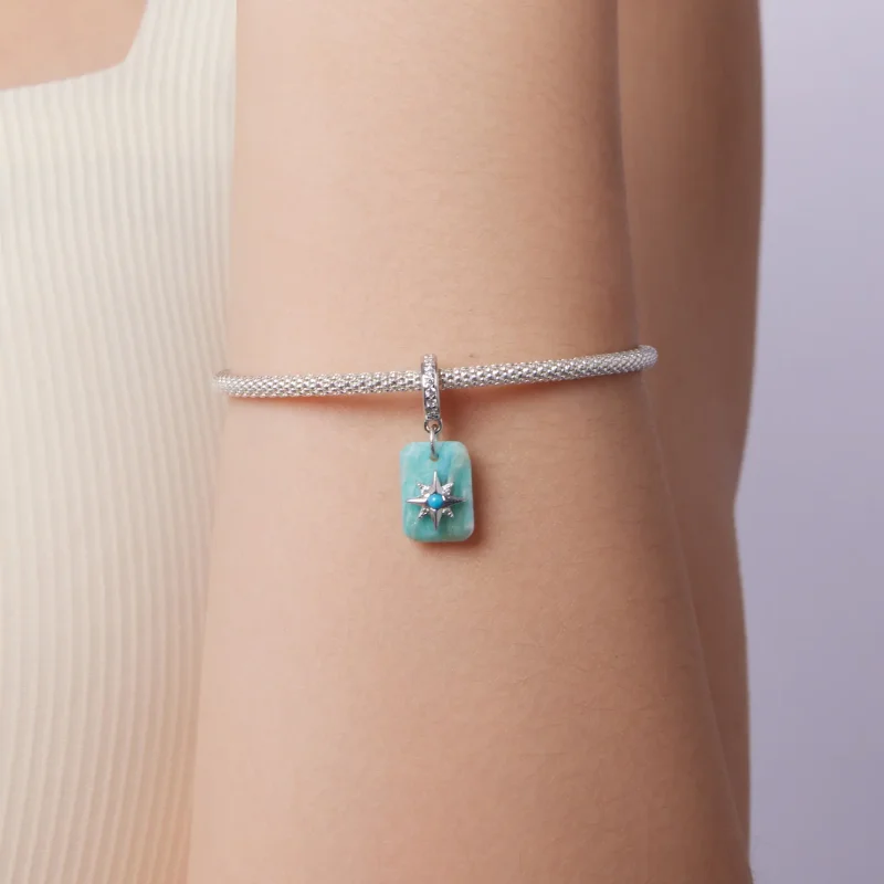 (zdjęcie do) Pandora Style 925 Srebro Próby Starlight Amazonit Wisiorek z Syntetycznym Turkus - Wyświetl 6