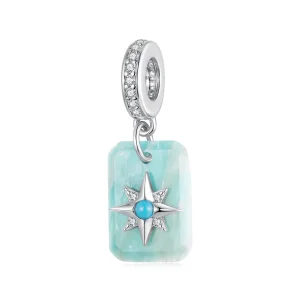 (zdjęcie do) Pandora Style 925 Srebro Próby Starlight Amazonit Wisiorek z Syntetycznym Turkusem, Cyrkoniami i Platerowany Platyną - BSC1146