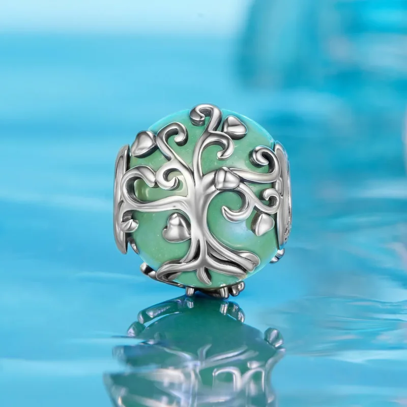 (zdjęcie do) Pandora Style 925 Srebro Próby 925 Koralik Drzewo Życia z Aventurynem i Oksydowa - Wyświetl 2