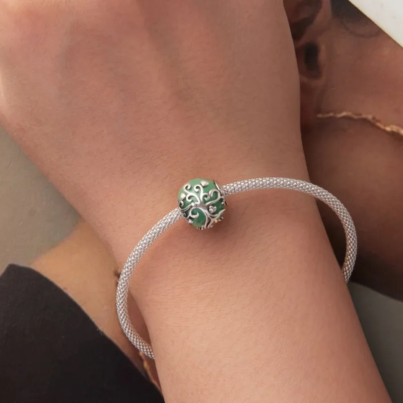 (zdjęcie do) Pandora Style 925 Srebro Próby 925 Koralik Drzewo Życia z Aventurynem i Oksydowa - Wyświetl 6