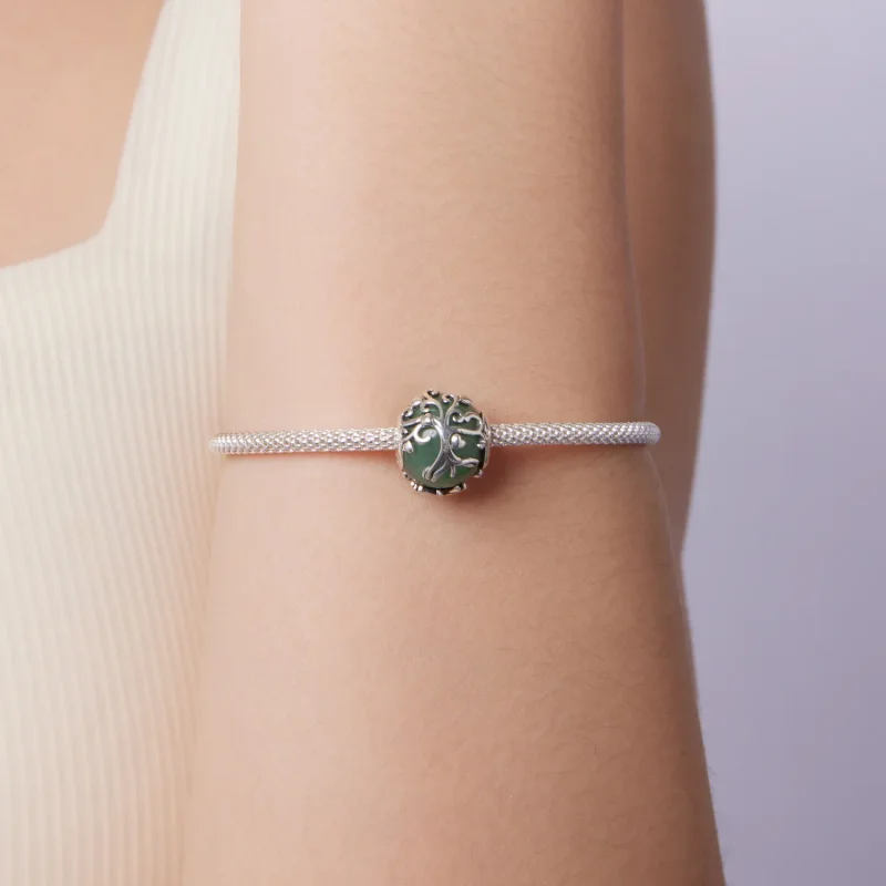(zdjęcie do) Pandora Style 925 Srebro Próby 925 Koralik Drzewo Życia z Aventurynem i Oksydowa - Wyświetl 7