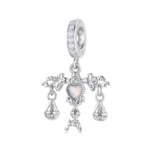 Pandora Style 925 Srebro Z Libra Charm z Syntetycznym Opalem i Platynową Powłoką - BSC1155 (zdjęcie do) Pandora Style 925 Srebro Z Libra Charm z Syntetycznym Opalem i Platynową Powłoką - BSC1155