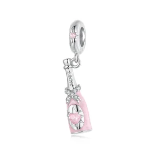 Pandora Style 925 Srebro Próba Różowa Butelka Szampana Charm z Cyrkoniami i Platerowana Platyną - BSC1156 (zdjęcie do) Pandora Style 925 Srebro Próba Różowa Butelka Szampana Charm z Cyrkoniami i Platerowana Platyną - BSC1156