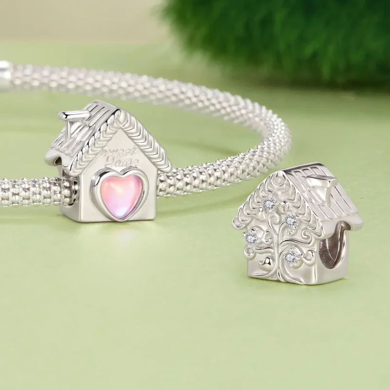 (zdjęcie do) Pandora Style 925 Srebro Próbowane Platynowane Oczko Sweet Home z Cyrkoniami i S - Wyświetl 4