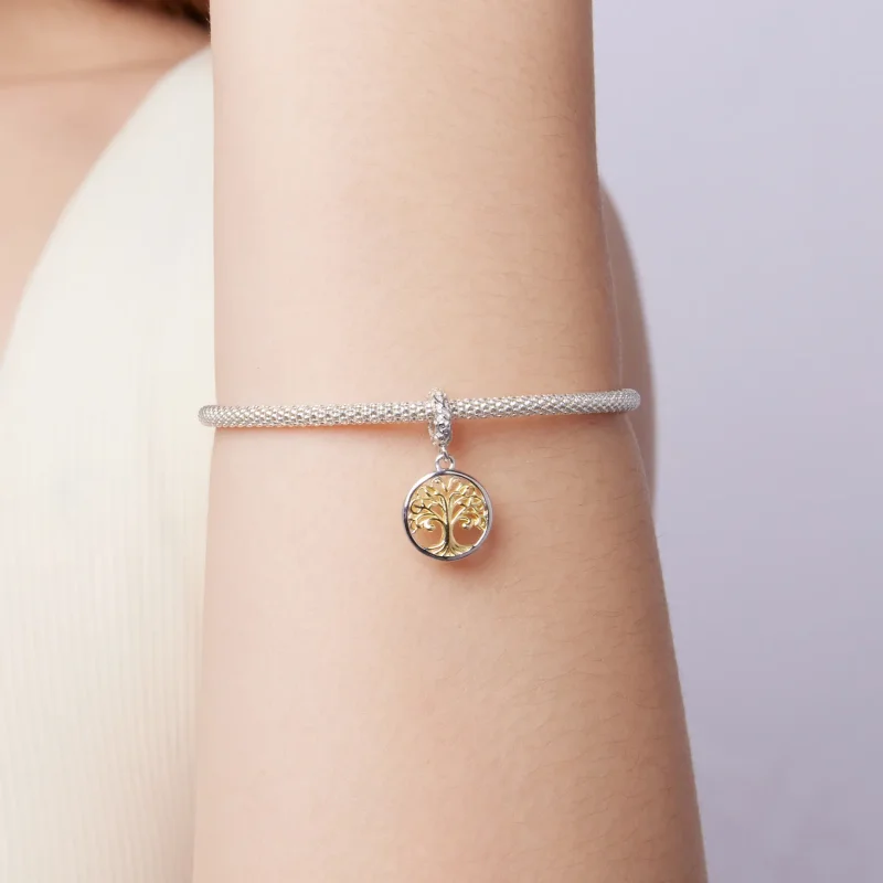 (zdjęcie do) Pandora Style 925 Srebro Próby Platinum i Pozłacane Złotem Drzewo Życia Wisiorek - Wyświetl 6