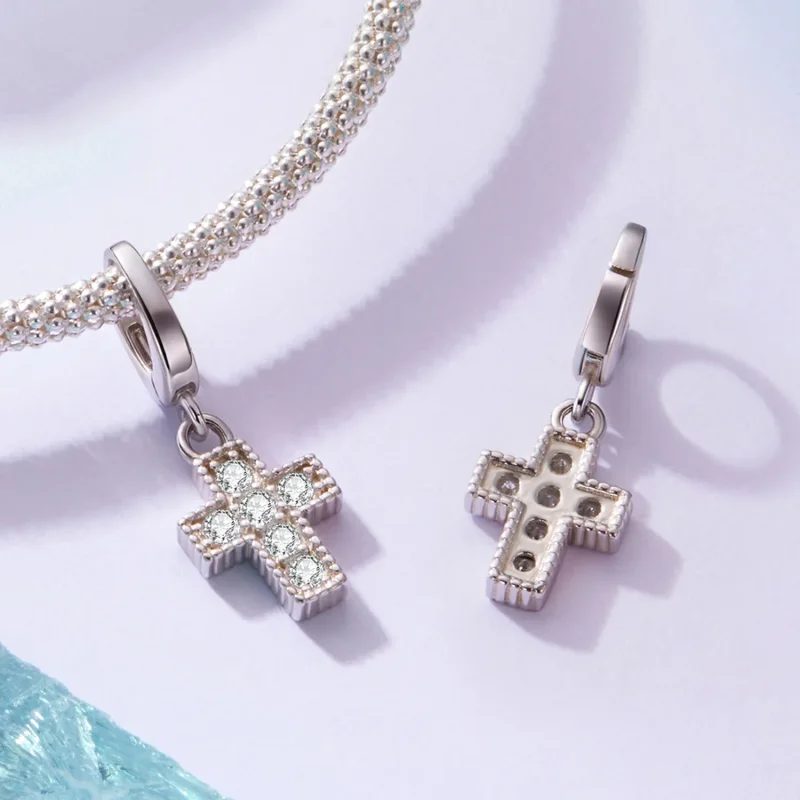 (zdjęcie do) Pandora Style 925 Srebro Próby 925 Platynowane Zawieszka Krzyż z Cyrkoniami - BS - Wyświetl 4