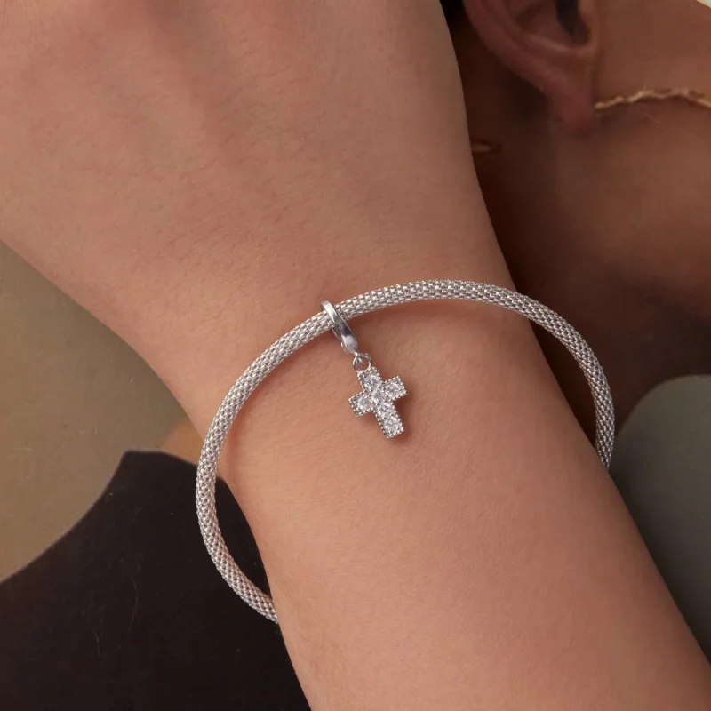 (zdjęcie do) Pandora Style 925 Srebro Próby 925 Platynowane Zawieszka Krzyż z Cyrkoniami - BS - Wyświetl 5