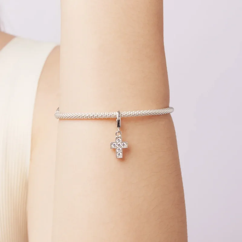 (zdjęcie do) Pandora Style 925 Srebro Próby 925 Platynowane Zawieszka Krzyż z Cyrkoniami - BS - Wyświetl 6