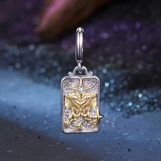 (zdjęcie do) Pandora Style 925 Srebro Próby Gemini Znak Zodiaku z Cyrkoniami, Platerowane Platyną i Złotem - BSC1164-5