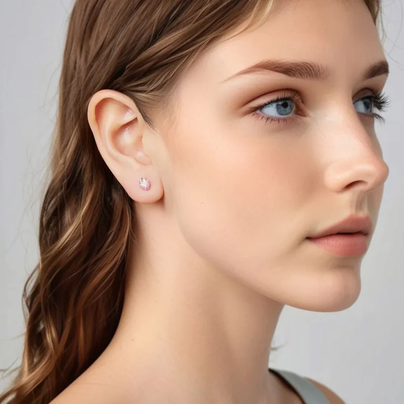 (zdjęcie do) Pandora Style S925 Srebrne Kolczyki Truskawkowe z Emalią i Platynowym Powleczeni - Wyświetl 8