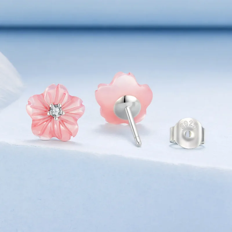(zdjęcie do) Pandora Style S925 Srebro Cherry Blossom Macica Perłowa Kolczyki z Cyrkoniami - - Wyświetl 2