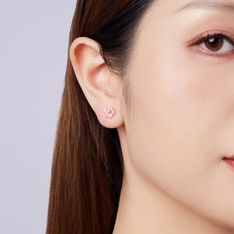 (zdjęcie do) Pandora Style S925 Srebro Cherry Blossom Macica Perłowa Kolczyki z Cyrkoniami - - Wyświetl 10