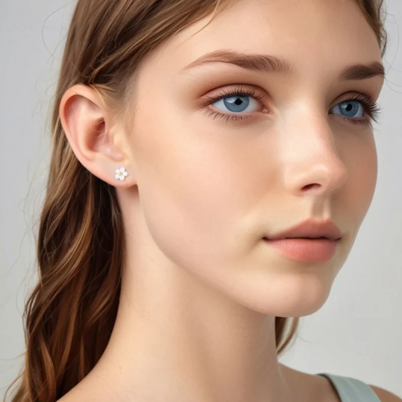 (zdjęcie do) Pandora Style S925 Srebro Cherry Blossom Biała Macica Perłowa Kolczyki Wkrętki z - Wyświetl 8