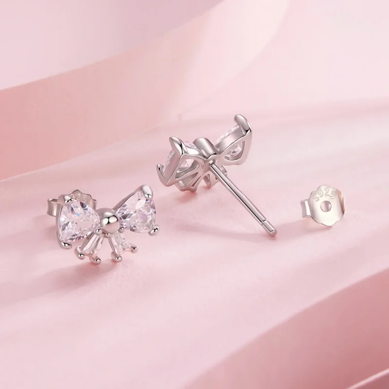 (zdjęcie do) Pandora Style S925 Srebro Bowknot Cyrkonia Kolczyki z Platynowym Powłoką - BSE11 - Wyświetl 2