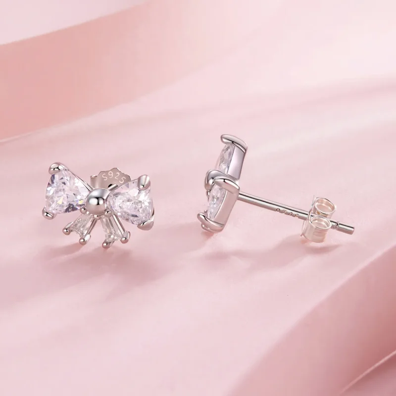 (zdjęcie do) Pandora Style S925 Srebro Bowknot Cyrkonia Kolczyki z Platynowym Powłoką - BSE11 - Wyświetl 4